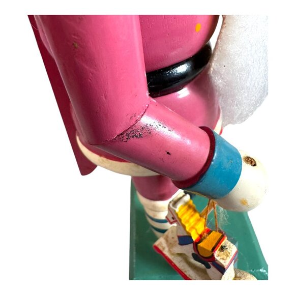 Vintage Wooden Nutcracker Santa Claus Rocking Horse Gifts & Beard 11" Holiday - Picture 10 of 13